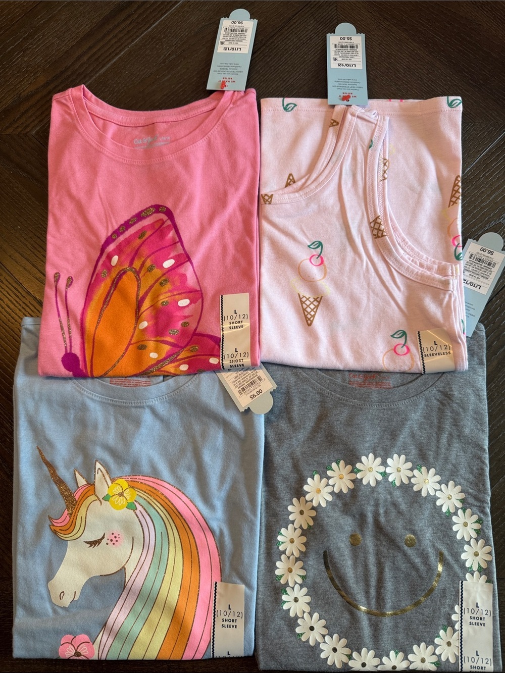 Cat & Jack Bundle of Girls Tops Size Large L (10/12) New NWT